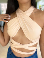 Nude cross top